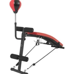 Gorilla Sports Sit Up Bank mit Punching Ball und Widerstandsbändern Schwarz / Rot Hot