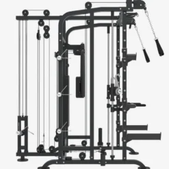 Gorilla Sports Smith Machine inkl, Klimmzugstange, Kabelzug und Butterfly Schwarz / Silber Hot