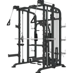 Gorilla Sports Smith Machine inkl, Klimmzugstange, Kabelzug und Butterfly Schwarz / Silber Hot