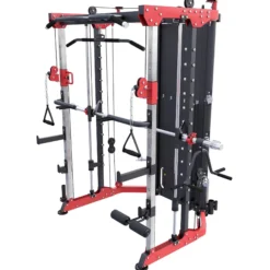 Gorilla Sports Smith Machine mit Steckgewichten Schwarz / Rot Hot