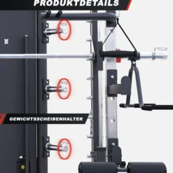 Gorilla Sports Smith Machine mit Steckgewichten Schwarz / Rot Hot