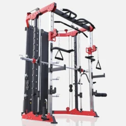 Gorilla Sports Smith Machine mit Steckgewichten Schwarz / Rot Hot
