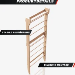 Physionics Sprossenwand aus Holz Natur Holz New