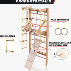Physionics Sprossenwand Set Natur Holz Discount