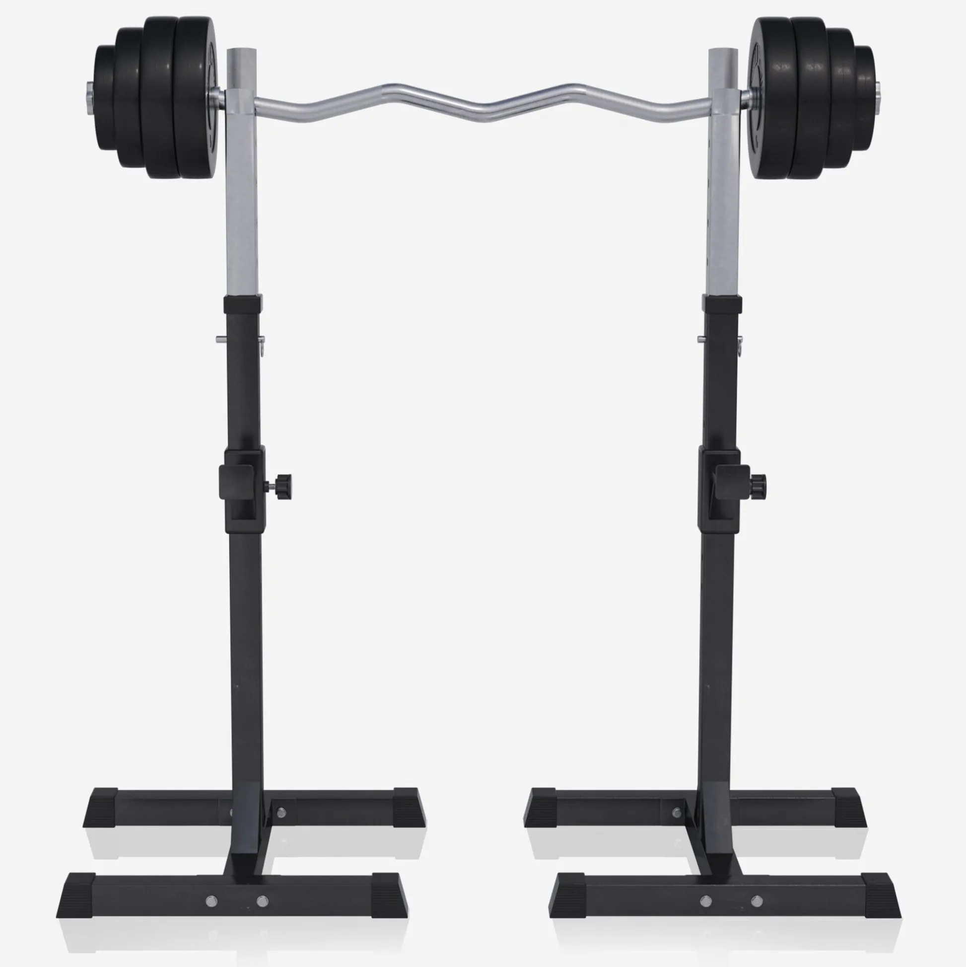 Gorilla Sports Squat Rack Hantelständer Set inkl, Curlset Kunststoff 35 kg Schwarz / Silber Online