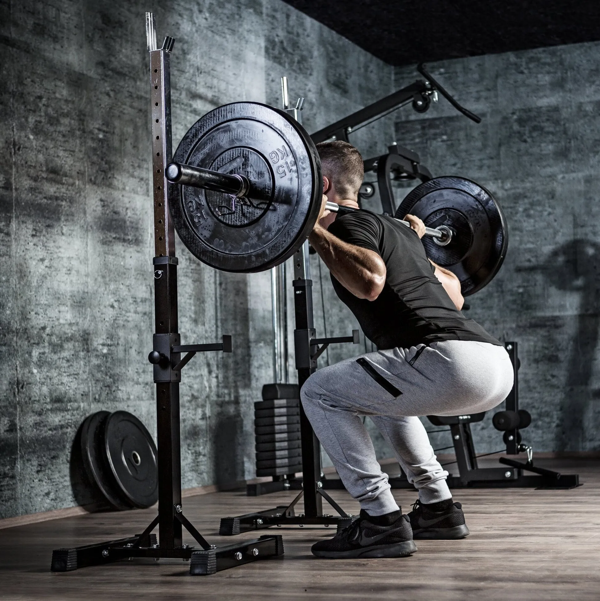 Gorilla Sports Squat Rack Hantelständer Set inkl, Curlset Kunststoff 35 kg Schwarz / Silber Online