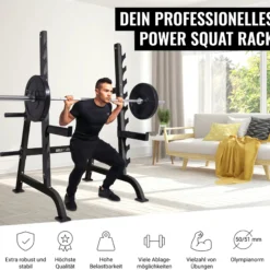 Gorilla Sports Squat Rack inkl, Safety Ablagen Schwarz Sale