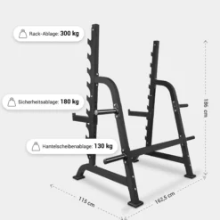 Gorilla Sports Squat Rack inkl, Safety Ablagen Schwarz Sale