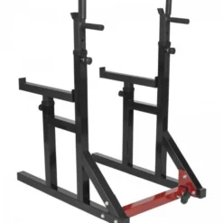 Gorilla Sports Squat Rack verstellbar in Höhe und Breite inkl, Langhantel Set Kunststoff 40 kg Schwarz / Silber / Rot New