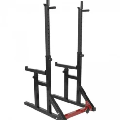 Gorilla Sports Squat Rack verstellbar in Höhe und Breite inkl, Langhantel Set Kunststoff 40 kg Schwarz / Silber / Rot New
