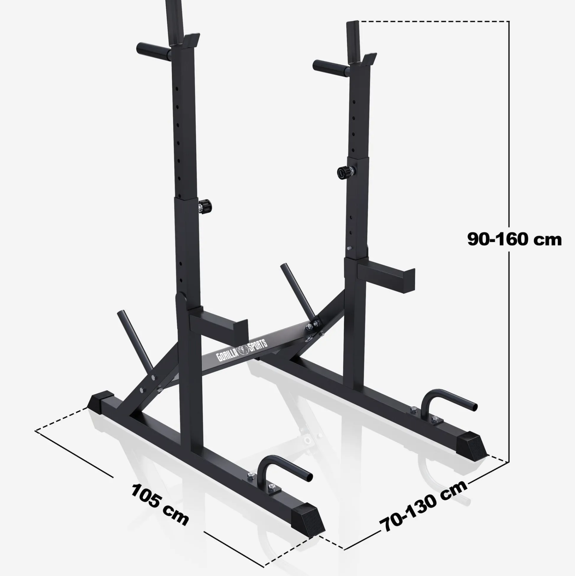 Gorilla Sports Squat Rack verstellbar in Höhe und Breite Schwarz New