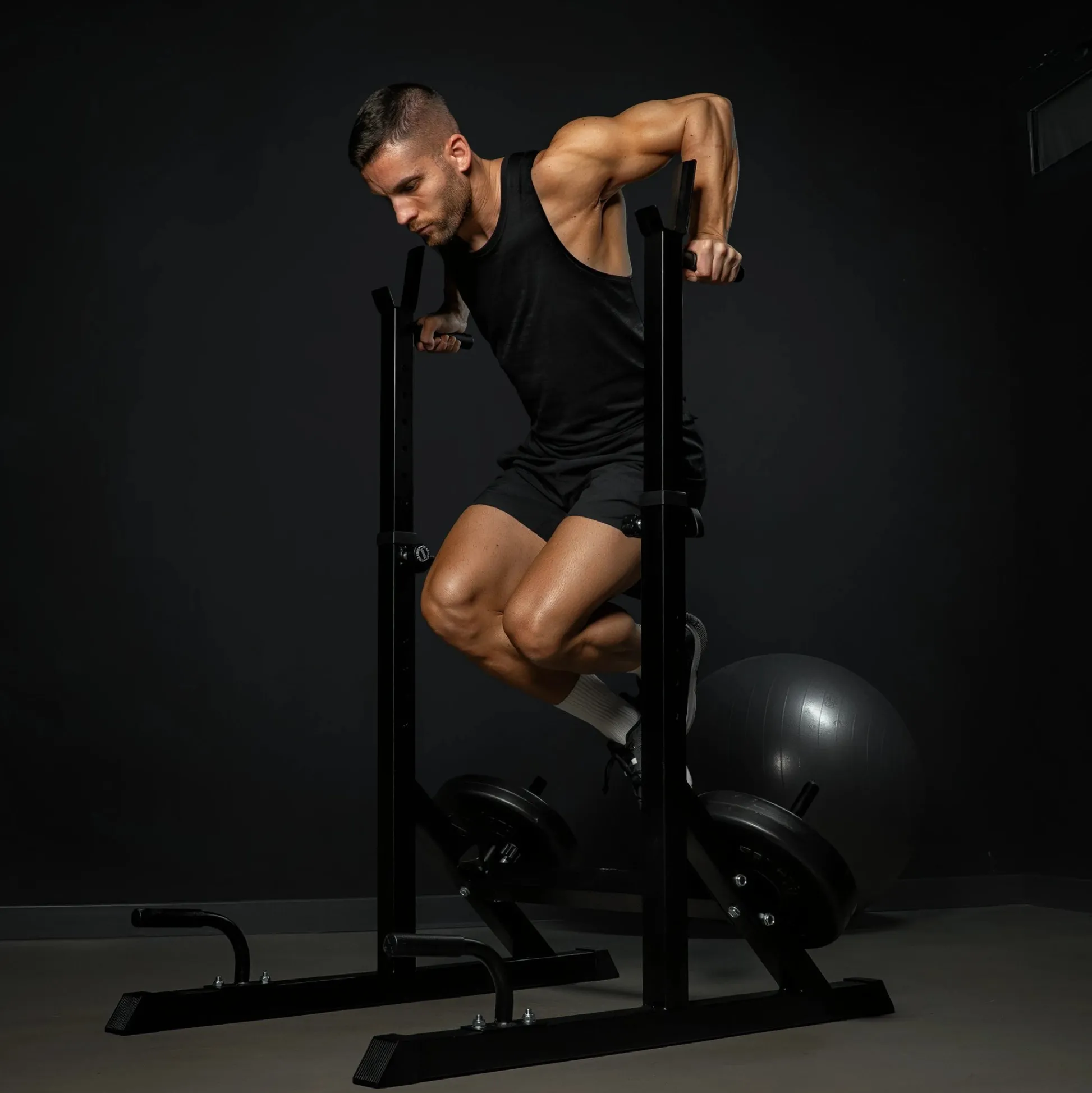 Gorilla Sports Squat Rack verstellbar in Höhe und Breite Schwarz New