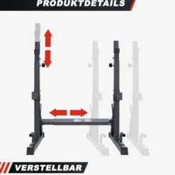Gorilla Sports Squat Rack verstellbar in Höhe und Breite Schwarz New