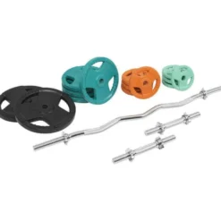 Gorilla Sports SZ-Curlset Gummi Gripper 70 kg mit Verschlüssen Verschieden Clearance