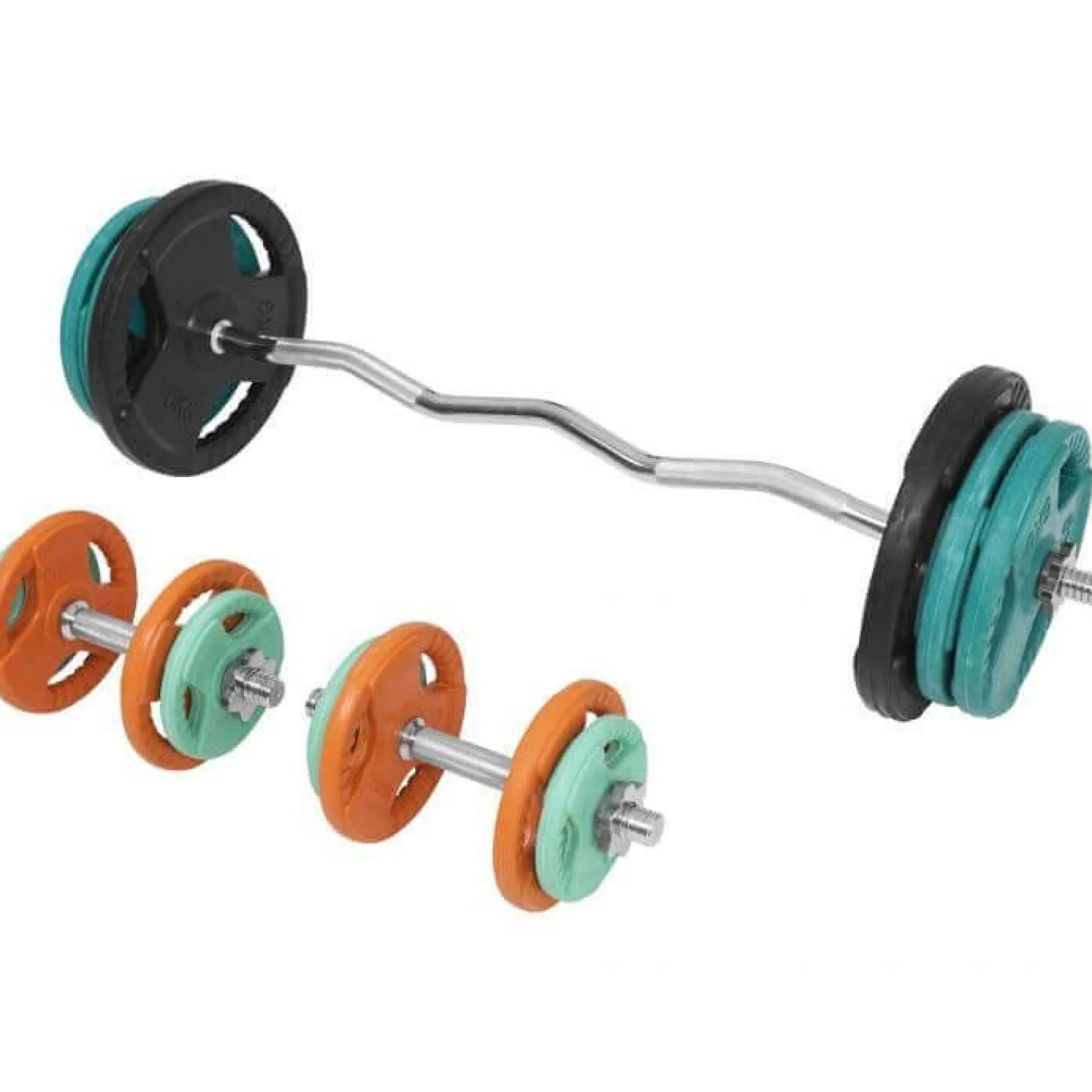 Gorilla Sports SZ-Curlset Gummi Gripper 70 kg mit Verschlüssen Verschieden Clearance