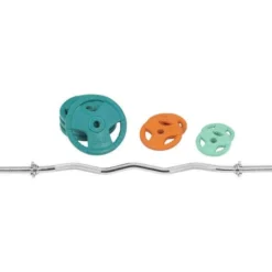 Gorilla Sports SZ-Curlset Gummi Gripper 35 kg mit Verschlüssen Verschieden New