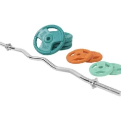 Gorilla Sports SZ-Curlset Gummi Gripper 35 kg mit Verschlüssen Verschieden Clearance