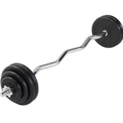 Gorilla Sports SZ-Curlset Gummi 35 kg mit Sternverschlüssen Schwarz / Silber Hot