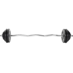 Gorilla Sports SZ-Curlset Gummi 35 kg mit Sternverschlüssen Schwarz / Silber Hot