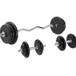 Gorilla Sports SZ-Curlset Gummi 70 kg mit Sternverschlüssen Schwarz / Silber Sale