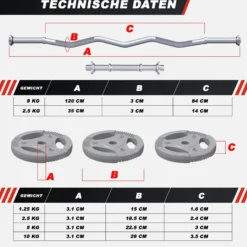 Gorilla Sports SZ-Curlset Gusseisen Gripper 70 kg mit Sternverschlüssen Silber Discount