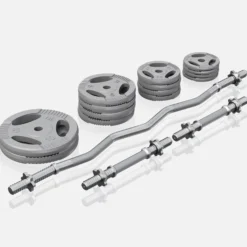 Gorilla Sports SZ-Curlset Gusseisen Gripper 70 kg mit Sternverschlüssen Silber Discount