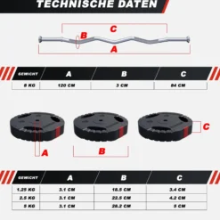 Gorilla Sports SZ-Curlset Kunststoff Gripper 25 kg mit Sternverschlüssen Schwarz / Silber Best