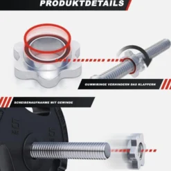 Gorilla Sports SZ-Curlset Kunststoff Gripper 70 kg mit Sternverschlüssen Silber / Schwarz