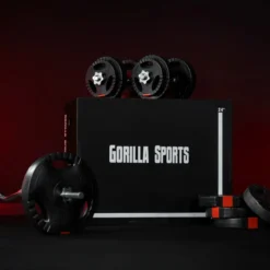 Gorilla Sports SZ-Curlset Kunststoff Gripper 70 kg mit Sternverschlüssen Silber / Schwarz