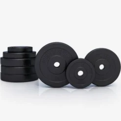 Gorilla Sports SZ-Curlset Kunststoff 35 kg mit Sternverschlüssen Schwarz / Silber