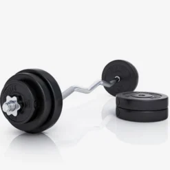 Gorilla Sports SZ-Curlset Kunststoff 35 kg mit Sternverschlüssen Schwarz / Silber