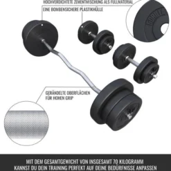 Gorilla Sports SZ-Curlset Kunststoff 70 kg mit Verschlüssen Silber / Schwarz Online