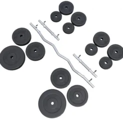 Gorilla Sports SZ-Curlset Kunststoff 70 kg mit Verschlüssen Silber / Schwarz