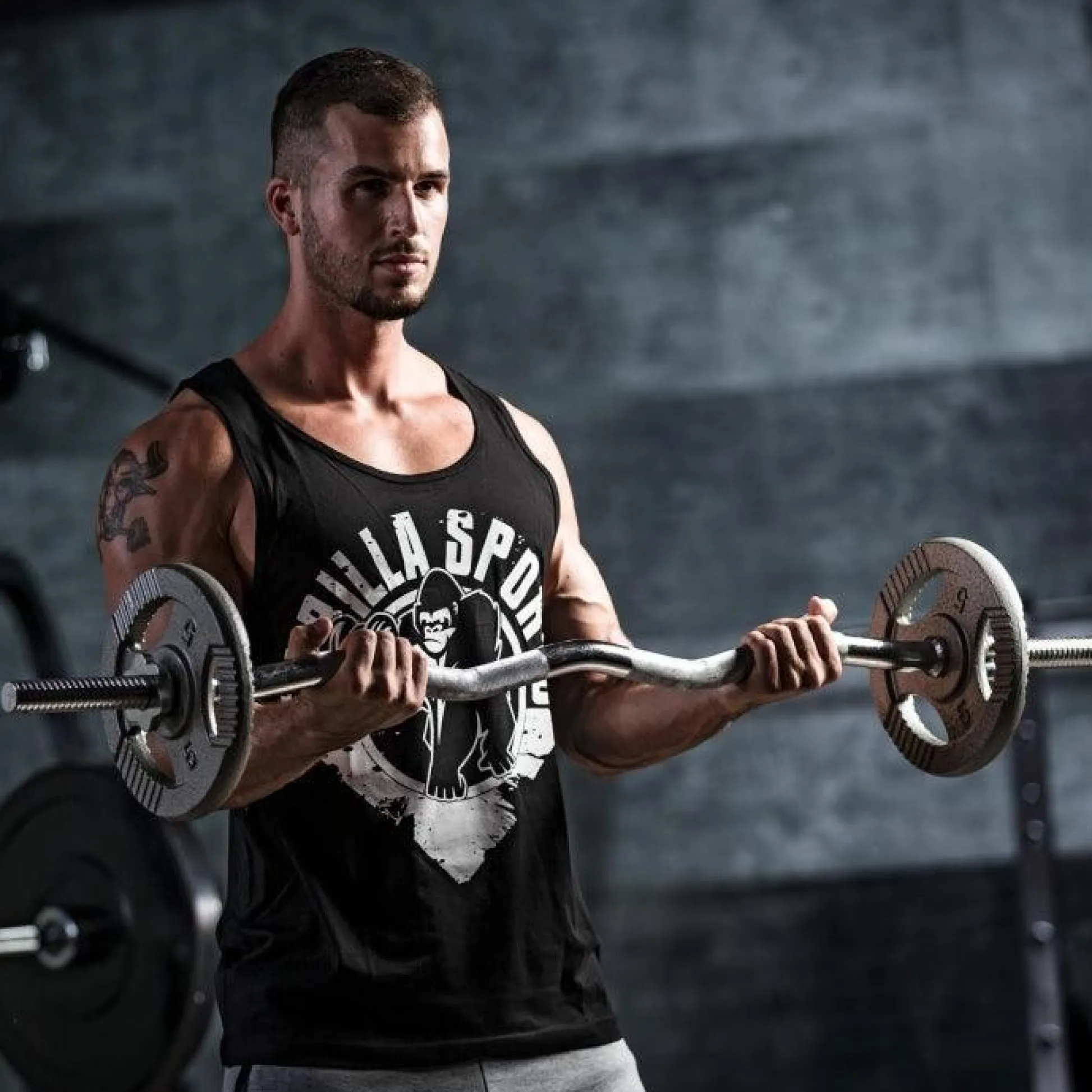 Gorilla Sports SZ-Hantelstange 120 cm mit Federverschlüssen Silber