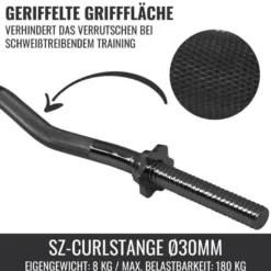 Gorilla Sports SZ-Hantelstange 120 cm mit Sternverschlüssen Silber Clearance