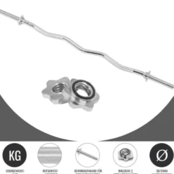 Gorilla Sports SZ-Hantelstange 120 cm mit Sternverschlüssen Silber Clearance
