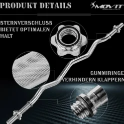 MOVIT SZ-Hantelstange 130 cm mit Verschlüssen Schwarz