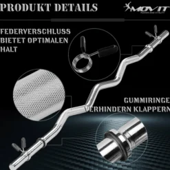 MOVIT SZ-Hantelstange 130 cm mit Verschlüssen Silber Best