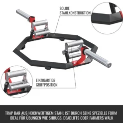 Gorilla Sports Trap Bar Multi Grip Olympia mit Verschlüsse Schwarz / Siber / Rot Outlet