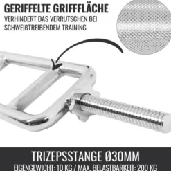 Gorilla Sports Trizepstrainer mit Verschlüssen Silber