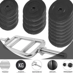 Gorilla Sports Trizepstrainer Set Kunststoff 35 kg mit Sternverschlüssen Silber / Schwarz Hot
