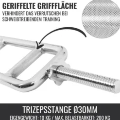 Gorilla Sports Trizepstrainer Set Kunststoff 35 kg mit Sternverschlüssen Silber / Schwarz Hot