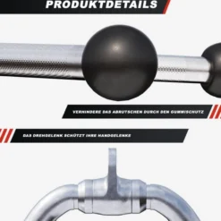 Gorilla Sports Trizeps V-Griff breit inkl, Drehgelenk Silber Hot
