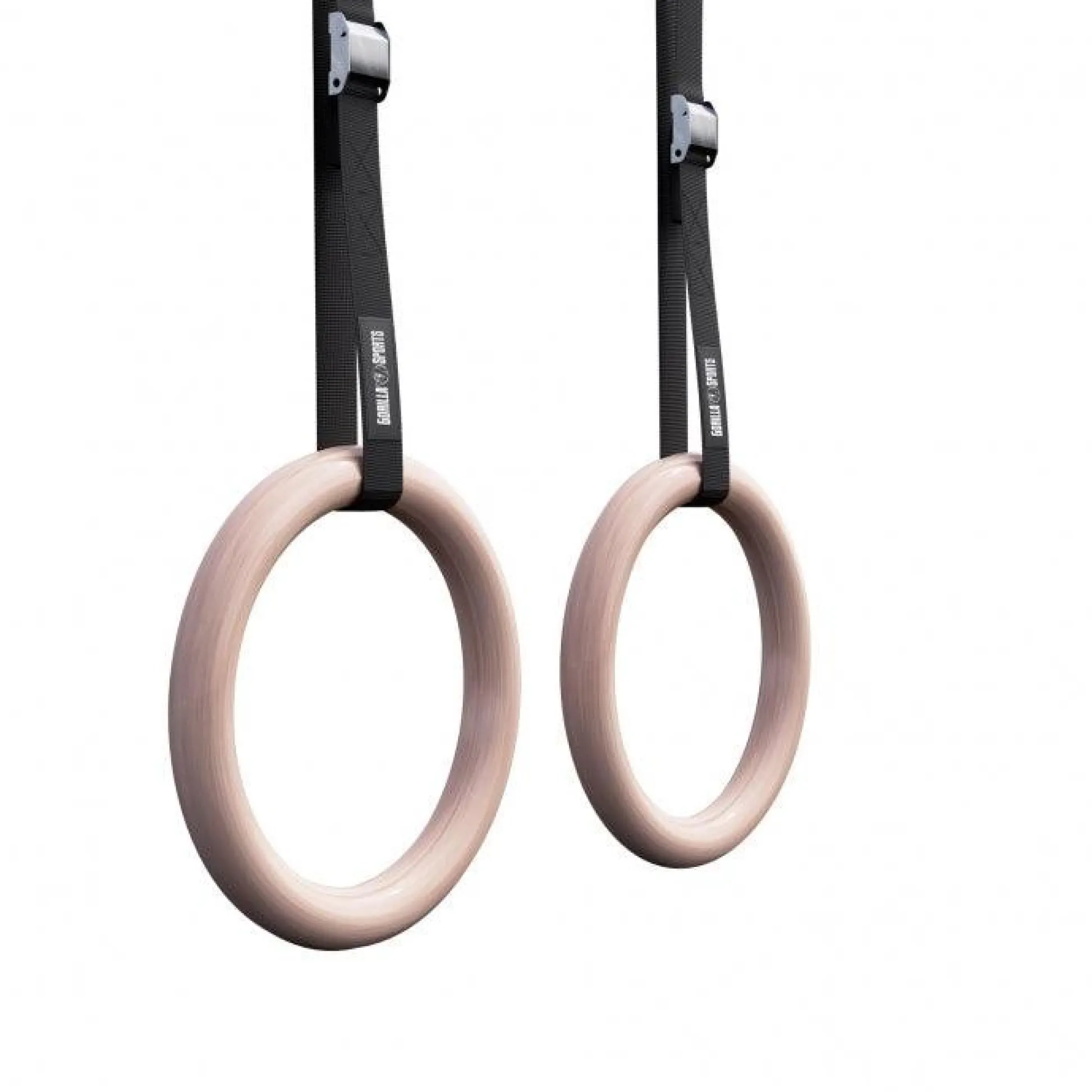 Gorilla Sports Turnringe Set inkl, Nylongurte Schwarz / Holzoptik Best