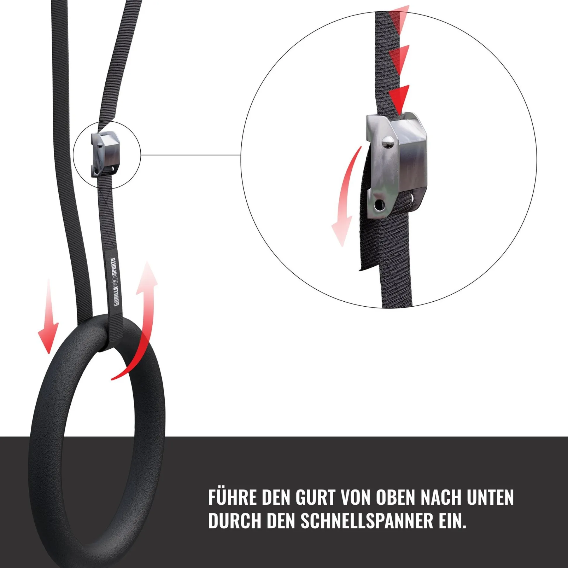 Gorilla Sports Turnringe Set inkl, Nylongurte Schwarz / Holzoptik Best