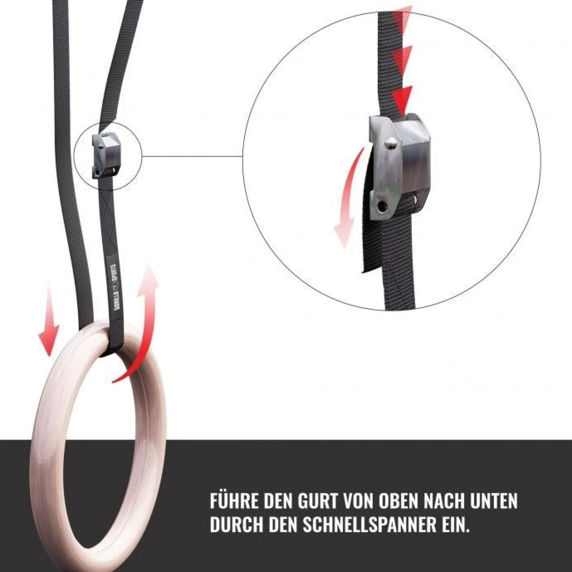 Gorilla Sports Turnringe Set inkl, Nylongurte Schwarz Discount