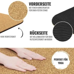 Gorilla Sports Yogamatte Kork 0,5 cm Dicke Braun / Schwarz Hot