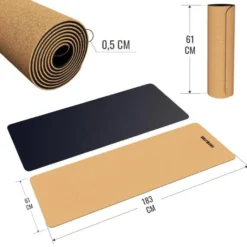 Gorilla Sports Yogamatte Kork 0,5 cm Dicke Braun / Schwarz Hot