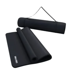 Gorilla Sports Yogamatte mit Tragegurt 190 x 60/100 x 1,5 cm Schwarz New