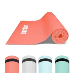 Gorilla Sports Yogamatte PVC mit Tragegurt 60 cm Breite und 0,5 cm Dicke Coral Hot